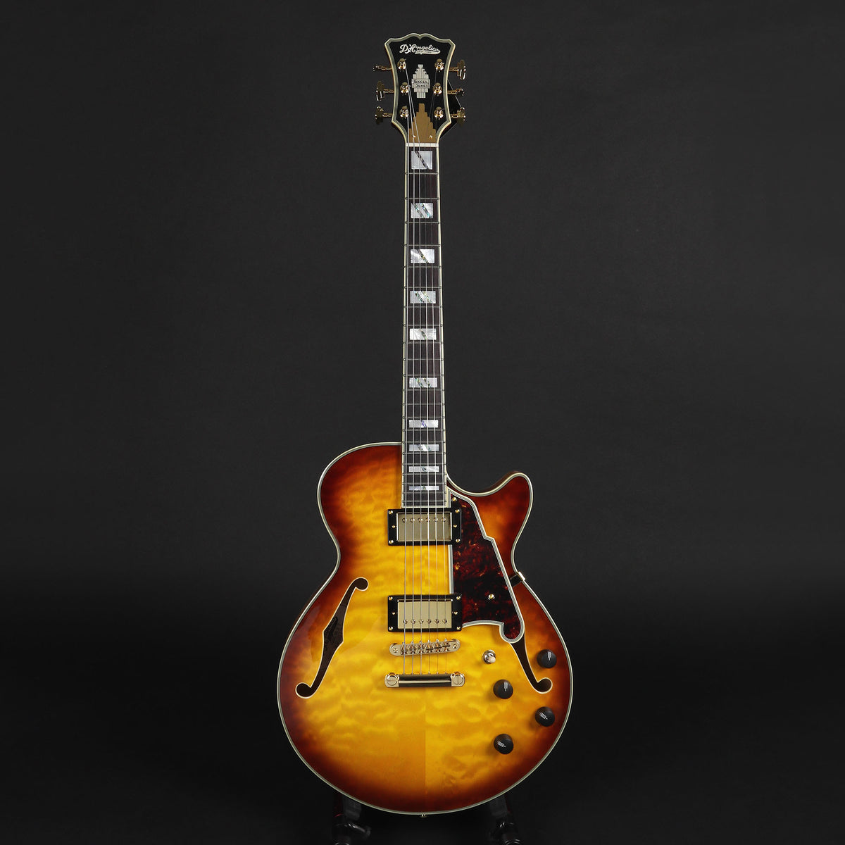 D'Angelico Excel SS XT - Iced Tea Burst Quilt – Mak's Guitars