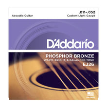 Load image into Gallery viewer, D&#39;Addario EJ26 Phosphor Bronze Custom Light Acoustic Guitar Strings